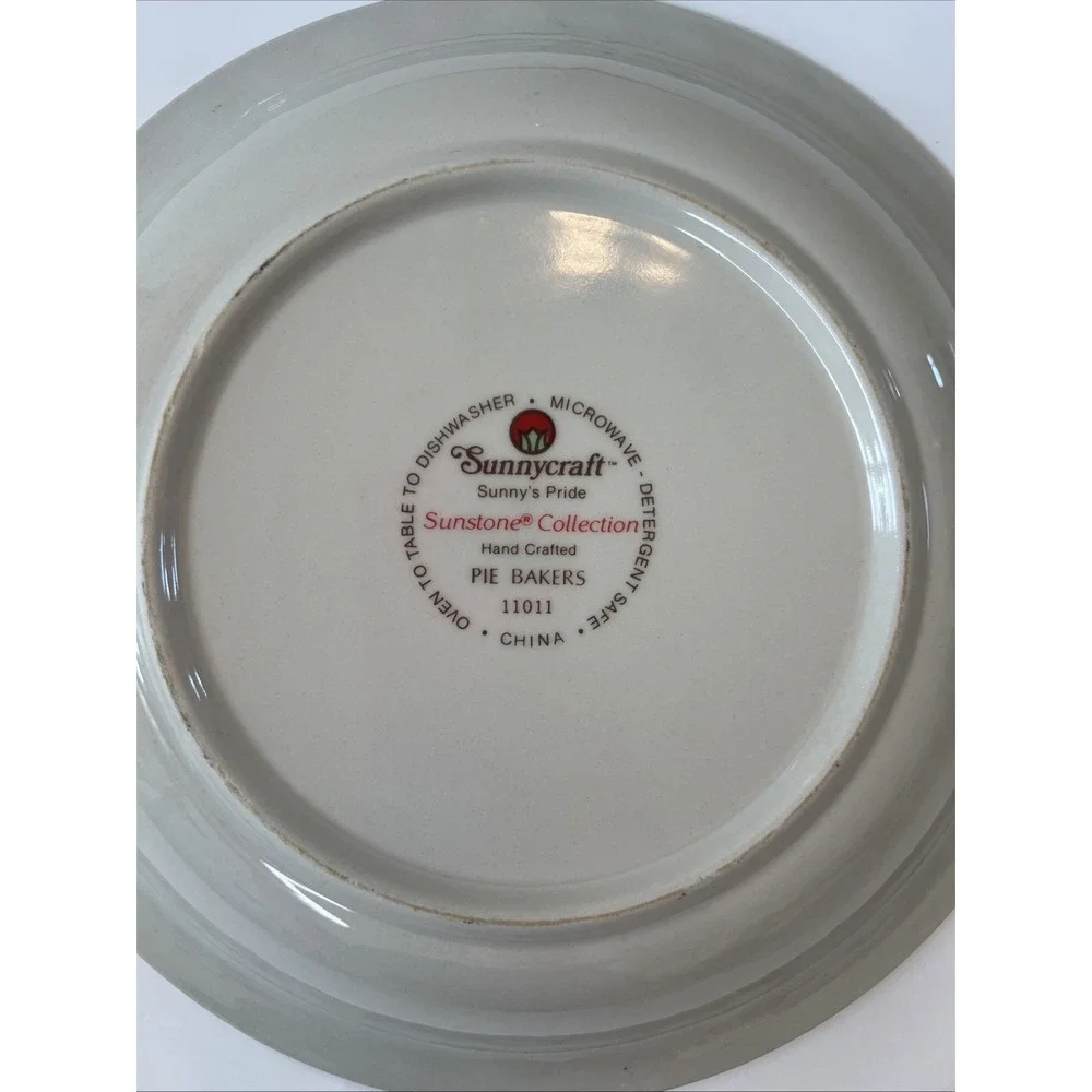 Sunnycraft Sunstone Apple Pie Recipe Ceramic Pie Baker Dish 11011 Scalloped